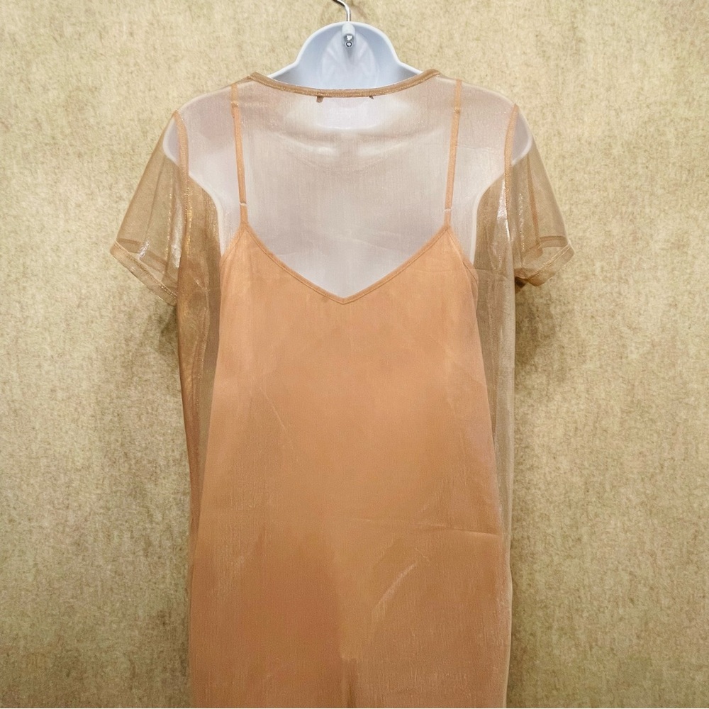Shimmery Overlay Cocktail Mini Dress with Removable Slip, L Juniors - Picture 3 of 3